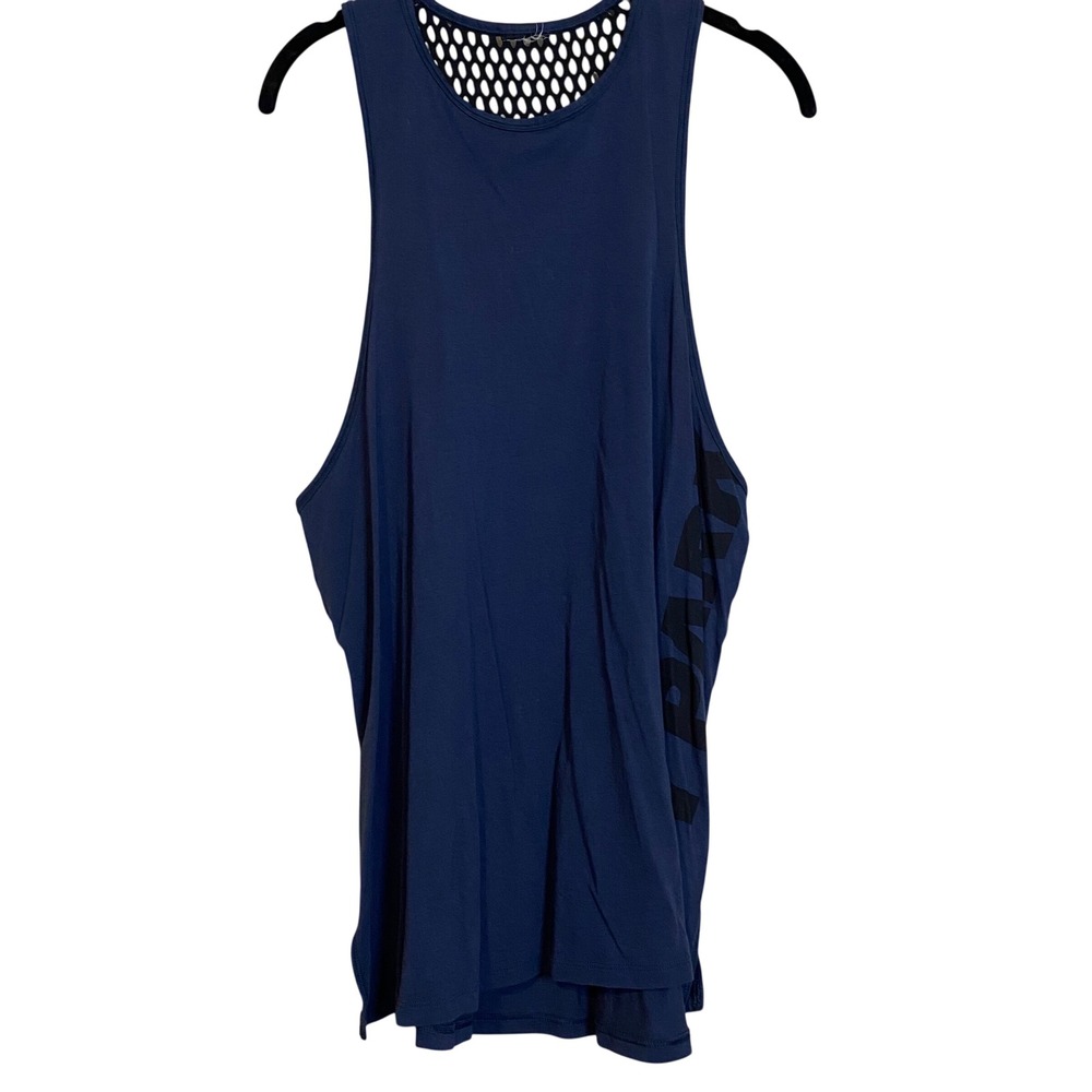Ivy Park Womens Navy Blue Mesh Racerback Activewear Tank Top Logo 29V130DNV-L L
